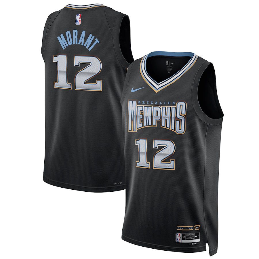 Men Memphis Grizzlies 12 Ja Morant Nike Black City Edition 2022-23 Swingman NBA Jersey
